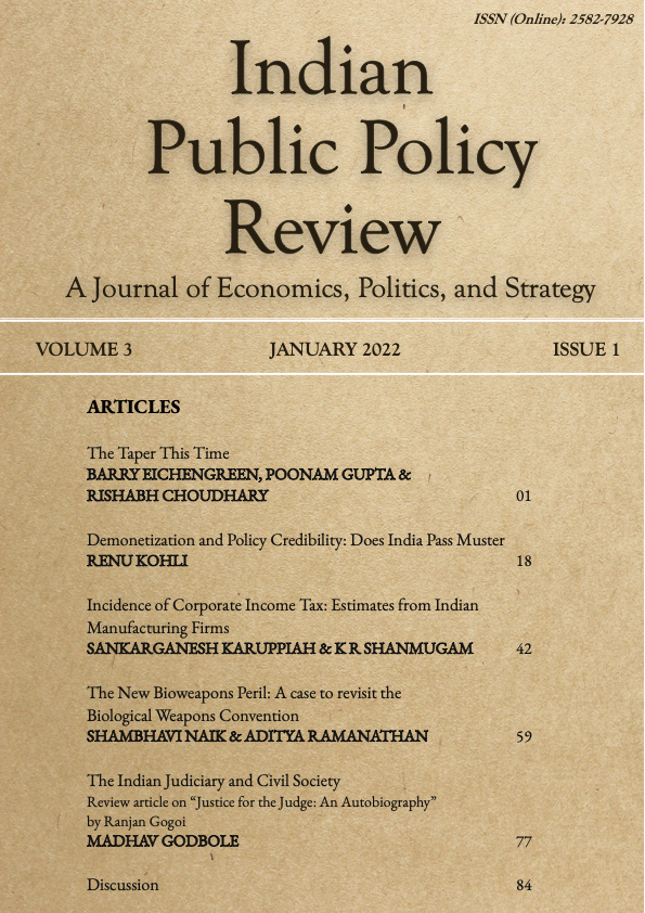 					View Vol. 3 No. 1 (Jan-Feb) (2022): Indian Public Policy Review
				