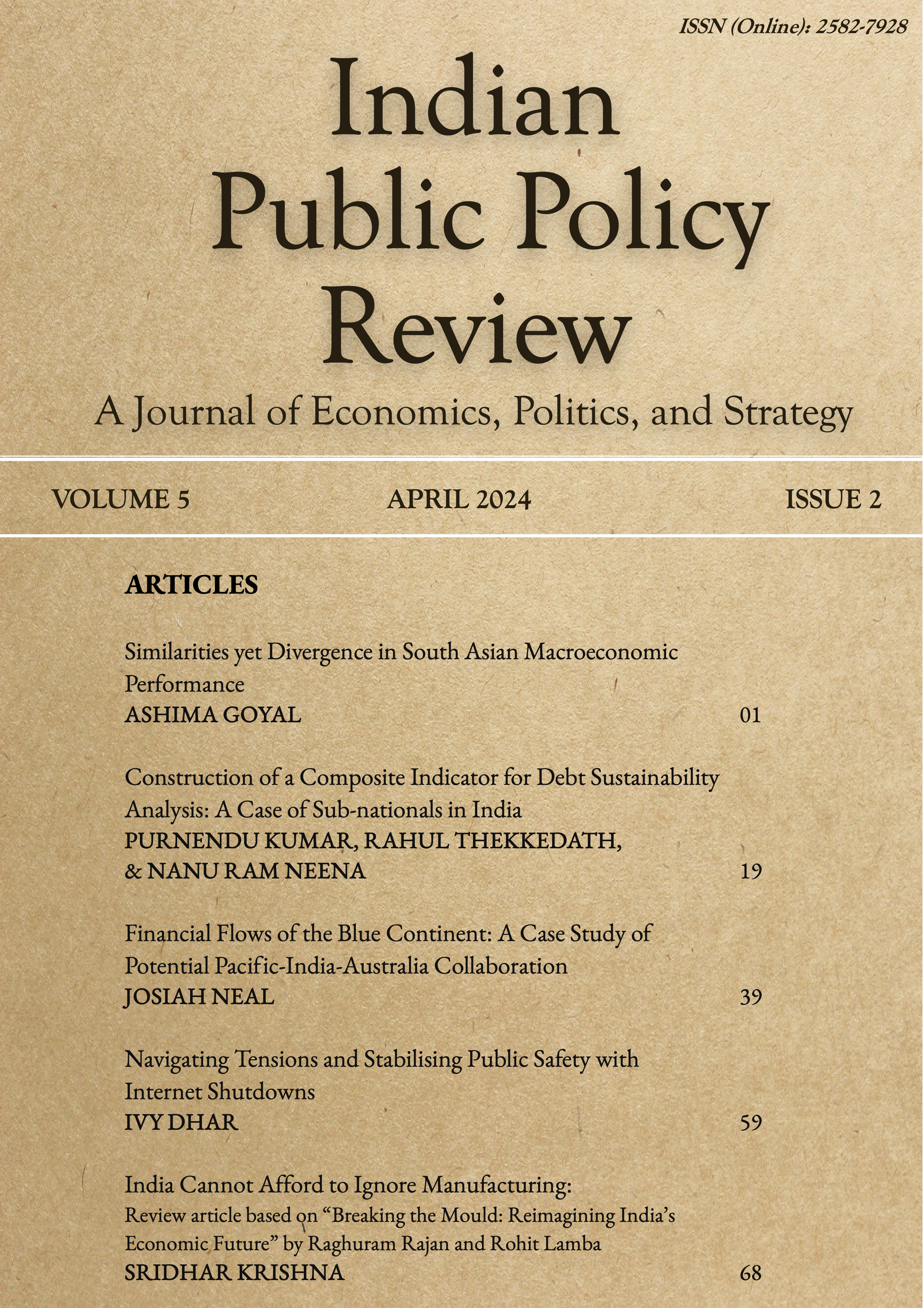 					View Vol. 5 No. 2 (Mar-Apr) (2024): Indian Public Policy Review
				