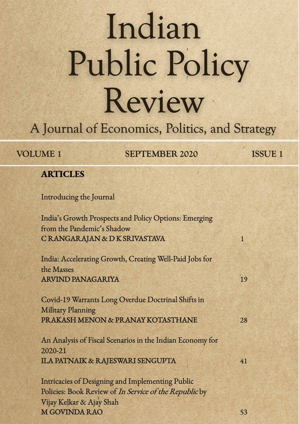 Cover page of IPPR Vol1 Issue1