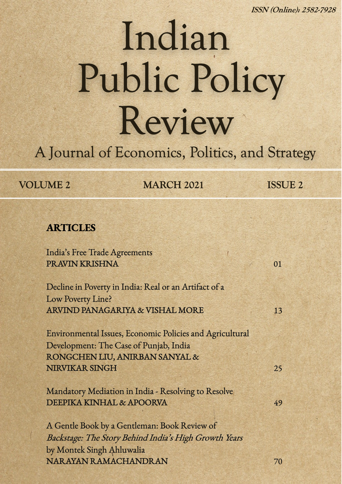 					View Vol. 2 No. 2(Mar-Apr) (2021): Indian Public Policy Review
				