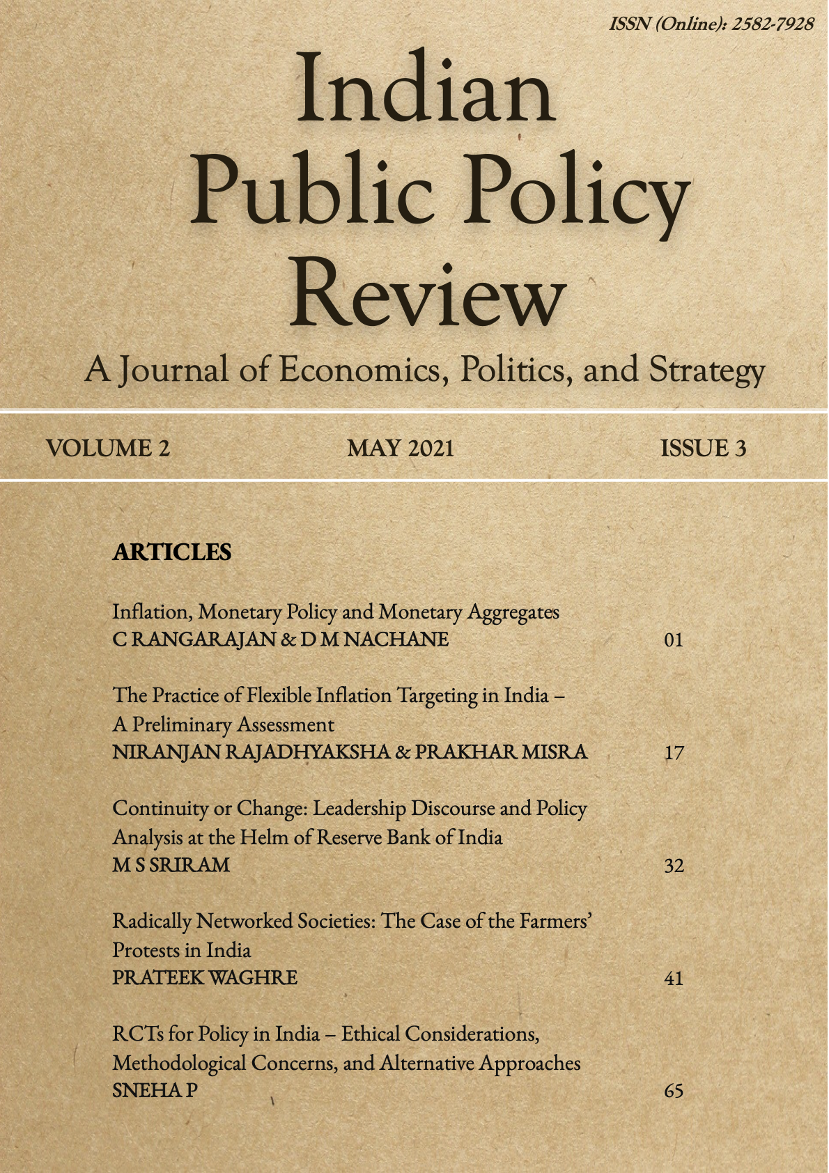 					View Vol. 2 No. 3 (May-Jun) (2021): Indian Public Policy Review
				